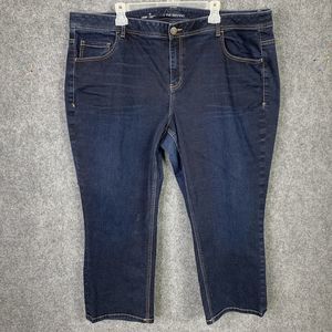 Lane Bryant Genius Fit Crop Stretch Denim Dark Wash Blue Jeans Plus Size 26